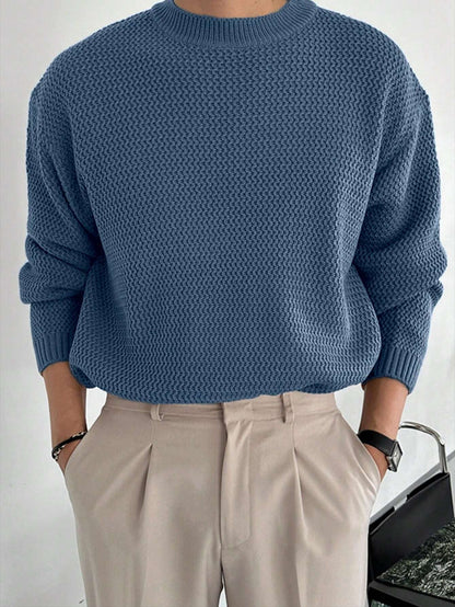 DAZY 1Pc Men'S Solid Color Stand Collar Casual Pullover Sweater