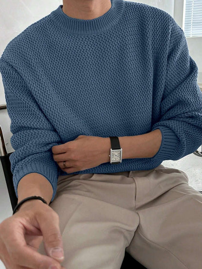 DAZY 1Pc Men'S Solid Color Stand Collar Casual Pullover Sweater