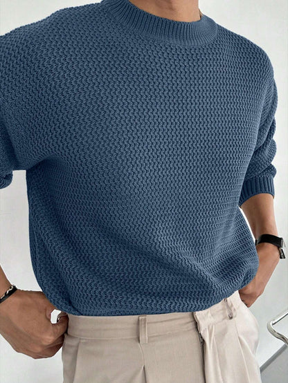 DAZY 1Pc Men'S Solid Color Stand Collar Casual Pullover Sweater